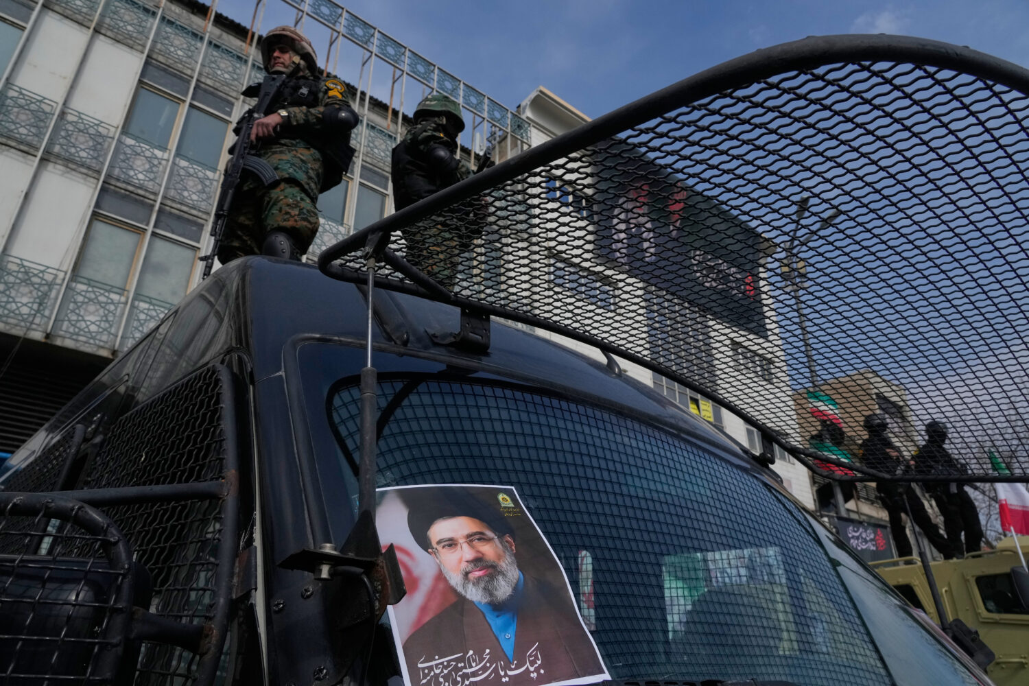 A poster of Ayatollah Mojtaba Khamenei, the successor to his late father Ayatollah Ali Khamenei as ...