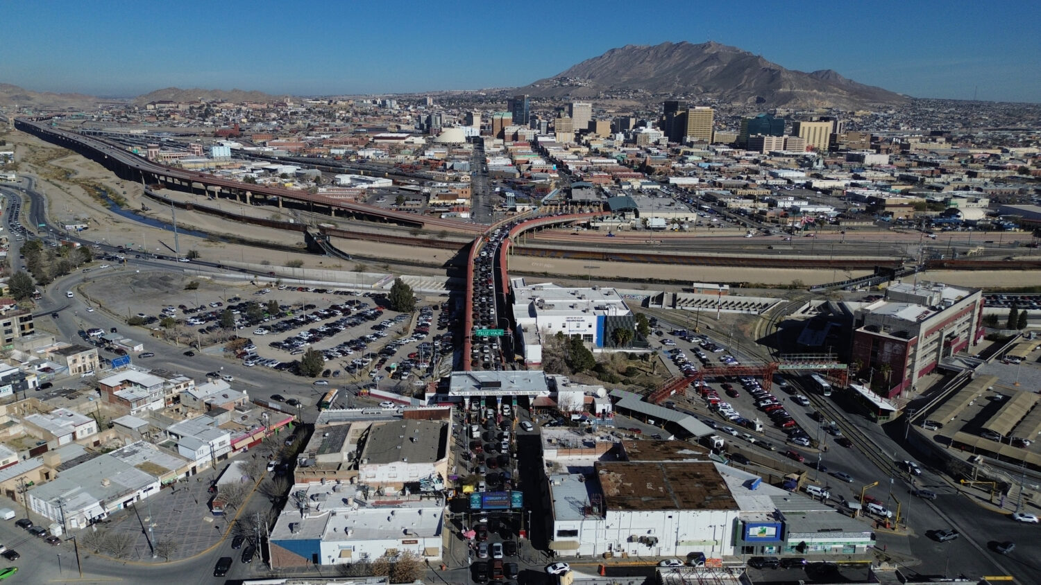 Cars cross the "Paso del Norte" International Bridge at the U.S.-Mexico border between Ciudad Juare...