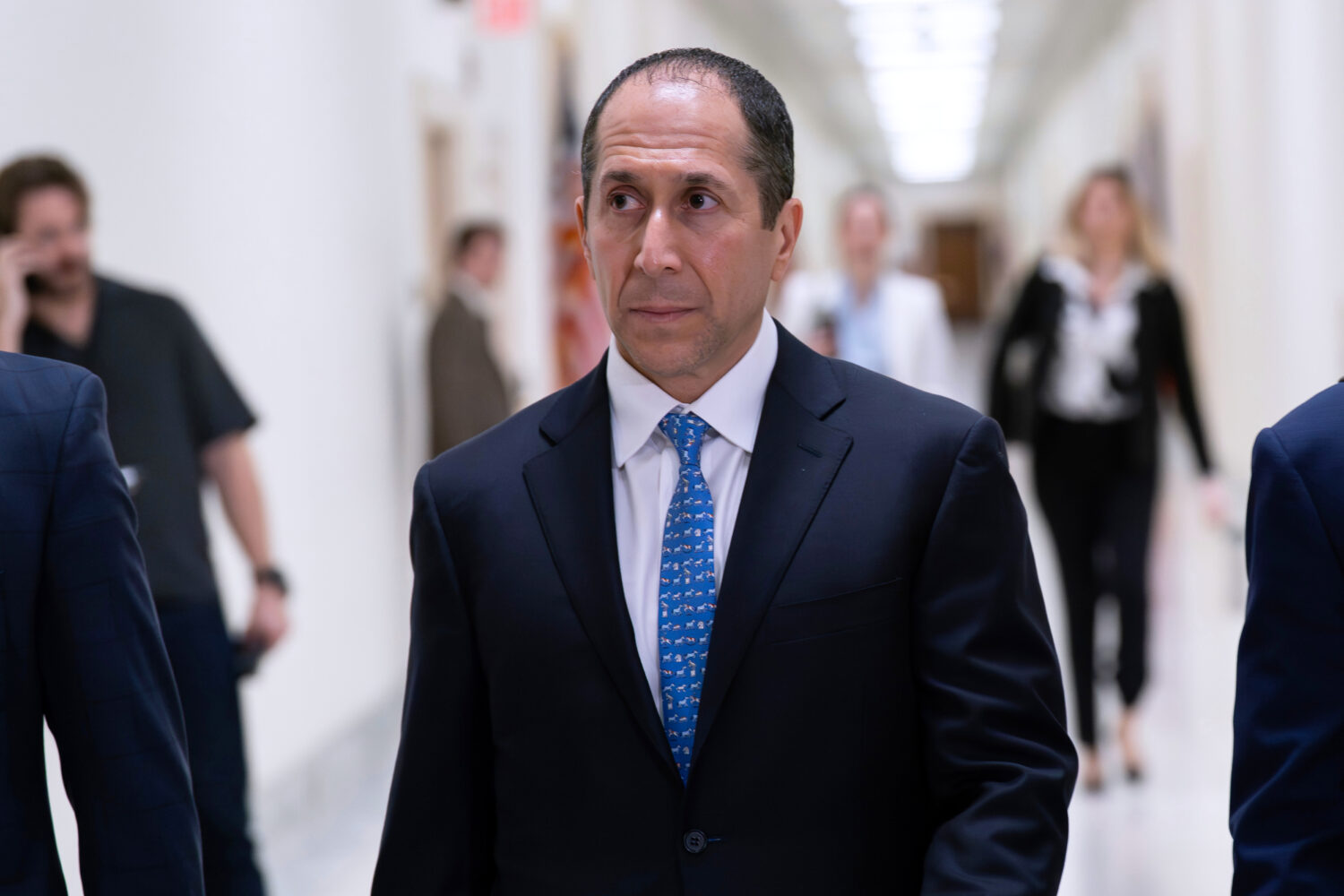 Richard Khan, Jeffrey Epstein's accountant and co-executor of his estate, arrives for his depositio...