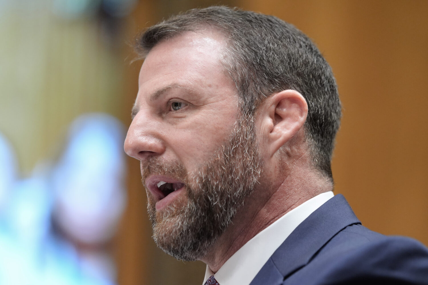 Sen. Markwayne Mullin, R-Okla., the White House pick for homeland security secretary, testifies dur...
