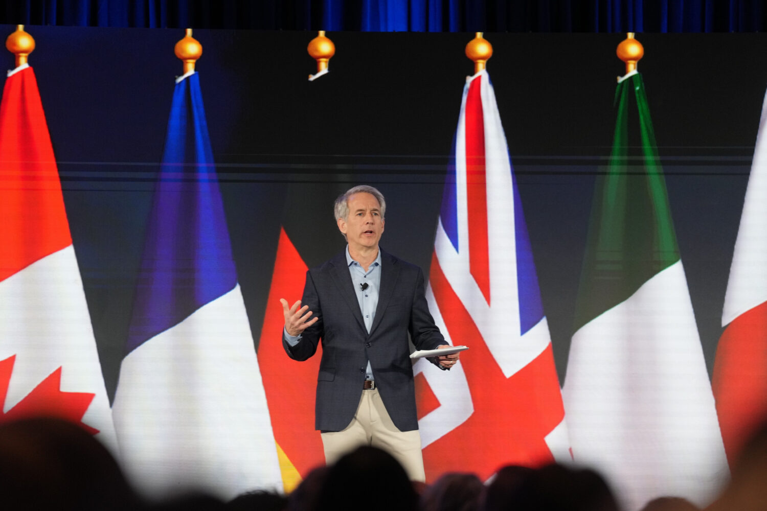 Matt Bennett of Third Way speaks during the "Winning the Middle" conference Monday, March 2, 2026, ...
