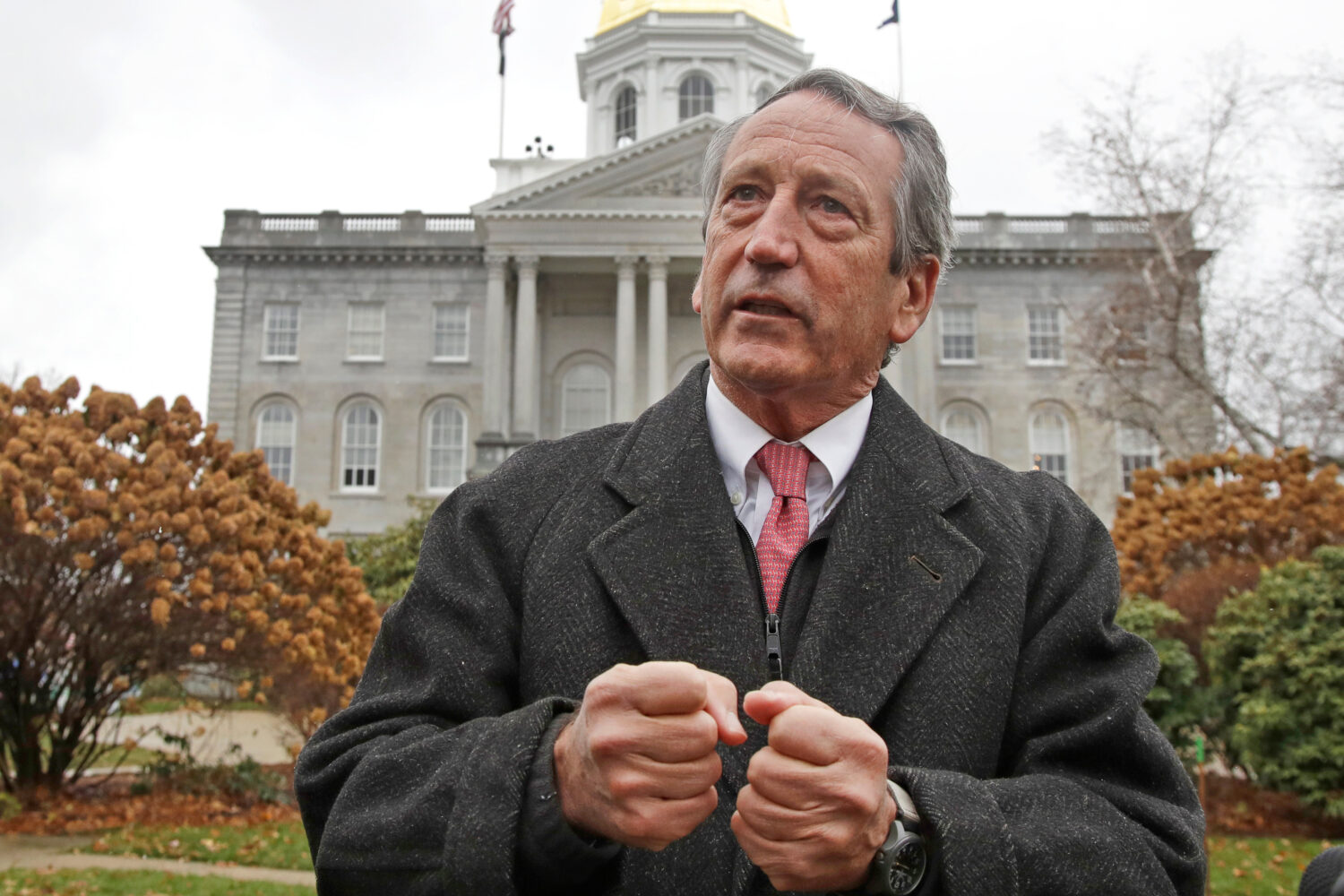FILE - Former South Carolina Gov. Mark Sanford speaks during a news conference in front of the Stat...