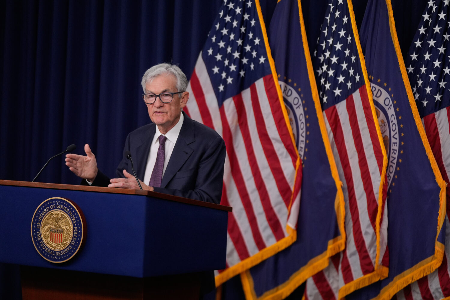 Federal Reserve Chair Jerome Powell speaks during a news conference Wednesday, March 18, 2026, in W...