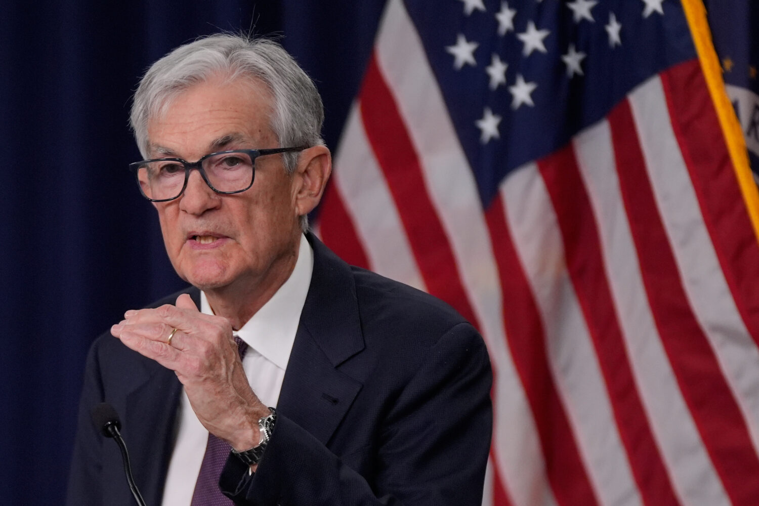 Federal Reserve Chair Jerome Powell speaks during a news conference Wednesday, March 18, 2026, in W...