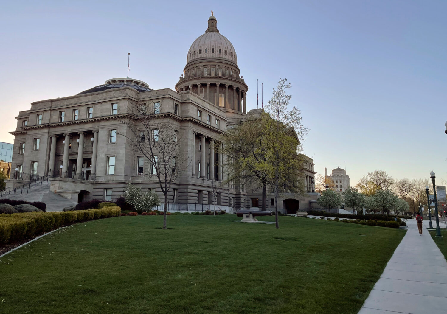 FILE - The Idaho Statehouse is seen at sunrise on April 20, 2021, in Boise, Idaho. (AP Photo/Keith ...