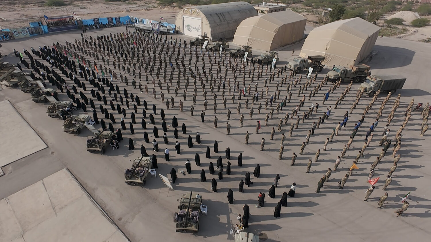 In this image provided by Sepahnews of the Iranian Revolutionary Guard on Feb. 16, 2026, shows troo...