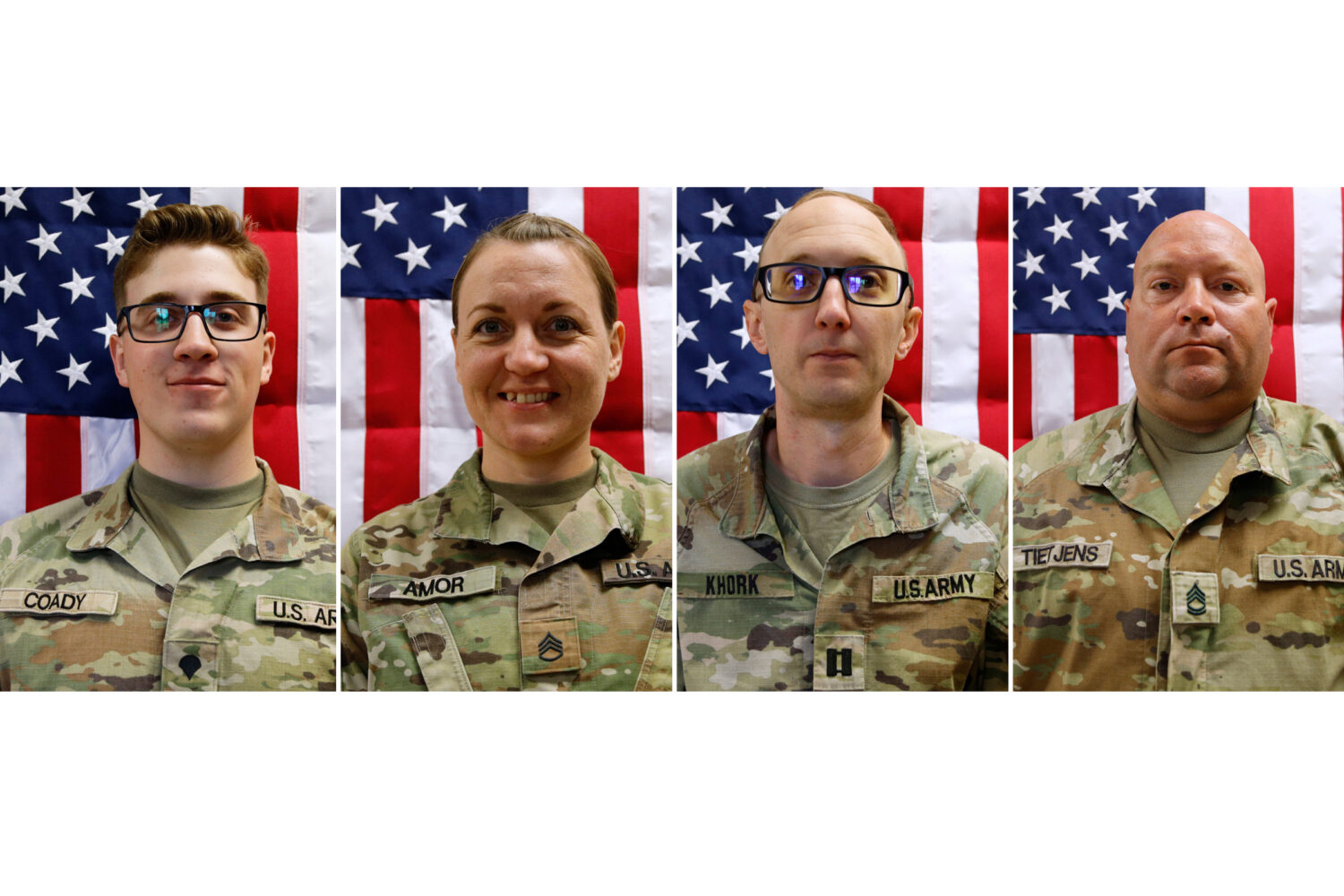 This combination of images provided by the U.S. Army taken on May 16, 2025 shows, from left, Sgt. D...