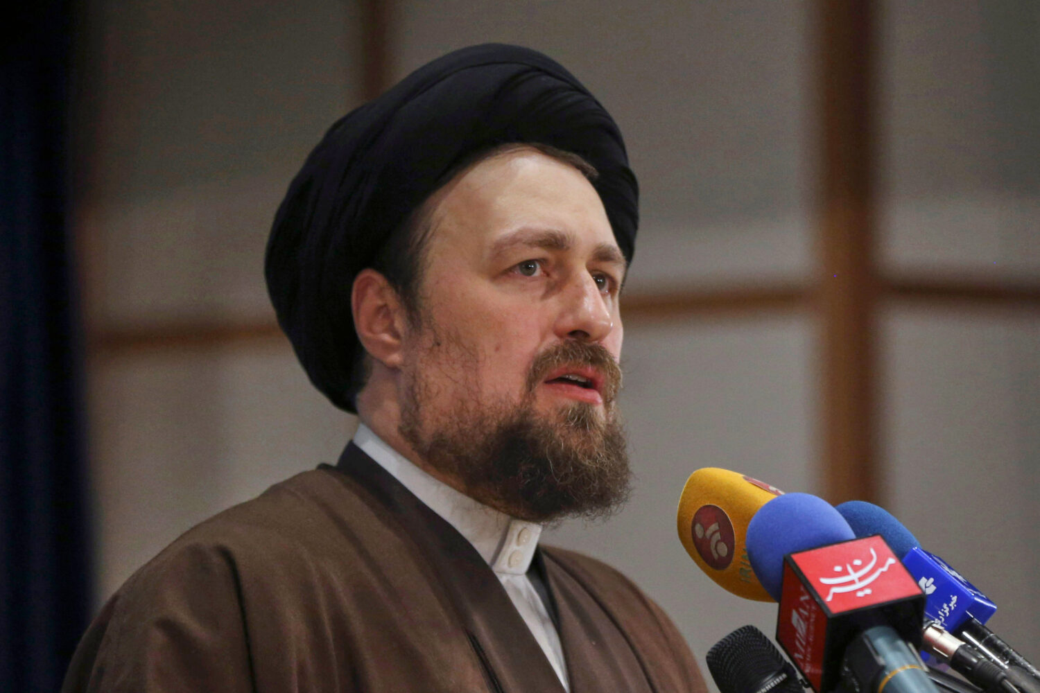 FILE - In this Dec. 18, 2015 file photo, Hassan Khomeini, grandson of Ayatollah Khomeini, speaks at...