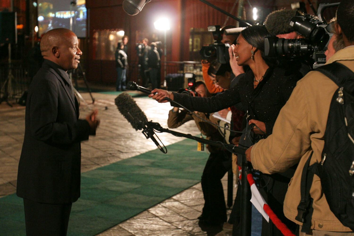 FILE - Lebohang "Lebo M" Morake arrives for the official opening of the local production of the Lio...