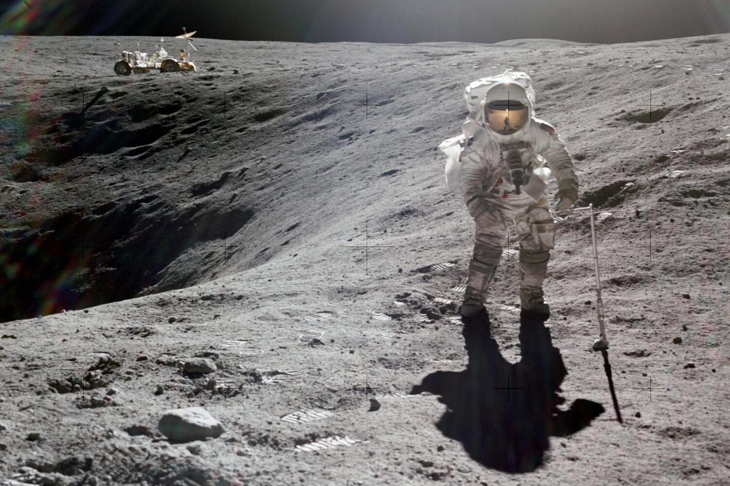 In this photo provided by NASA, astronaut Charles M. Duke Jr. collects lunar samples at Station No....