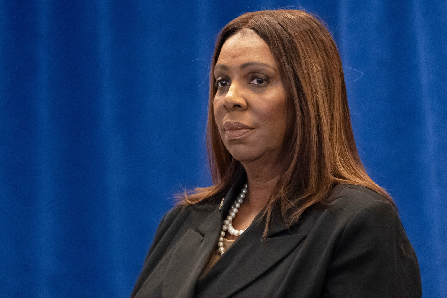 FILE - New York Attorney General Letitia James attends a news conference, Dec. 15, 2025, in New Yor...