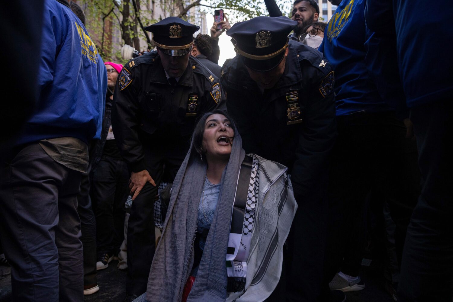 FILE - Police detain Nerdeen Kiswani, an organizer of pro-Palestinian demonstration group "Within O...