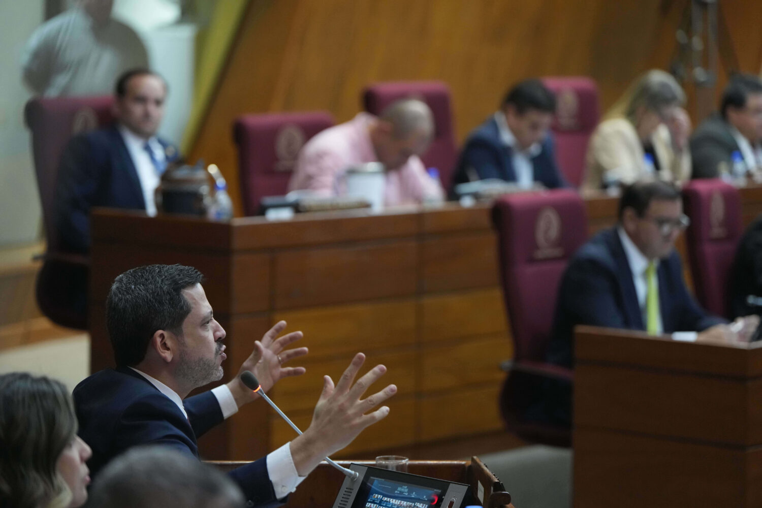 Raul Latorre, president of Paraguayan Chamber of Deputies, gives his support to the final vote in f...
