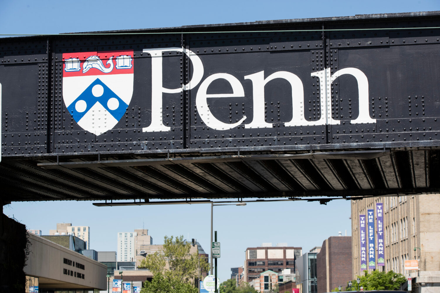 FILE - University of Pennsylvania signage is seen in Philadelphia, May 15, 2019. (AP Photo/Matt Rou...