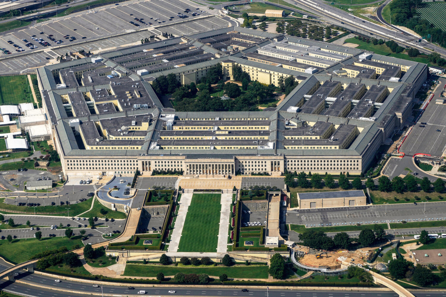 FILE - The Pentagon is viewed from the window of an airplane Aug. 27, 2023, in Washington. (AP Phot...