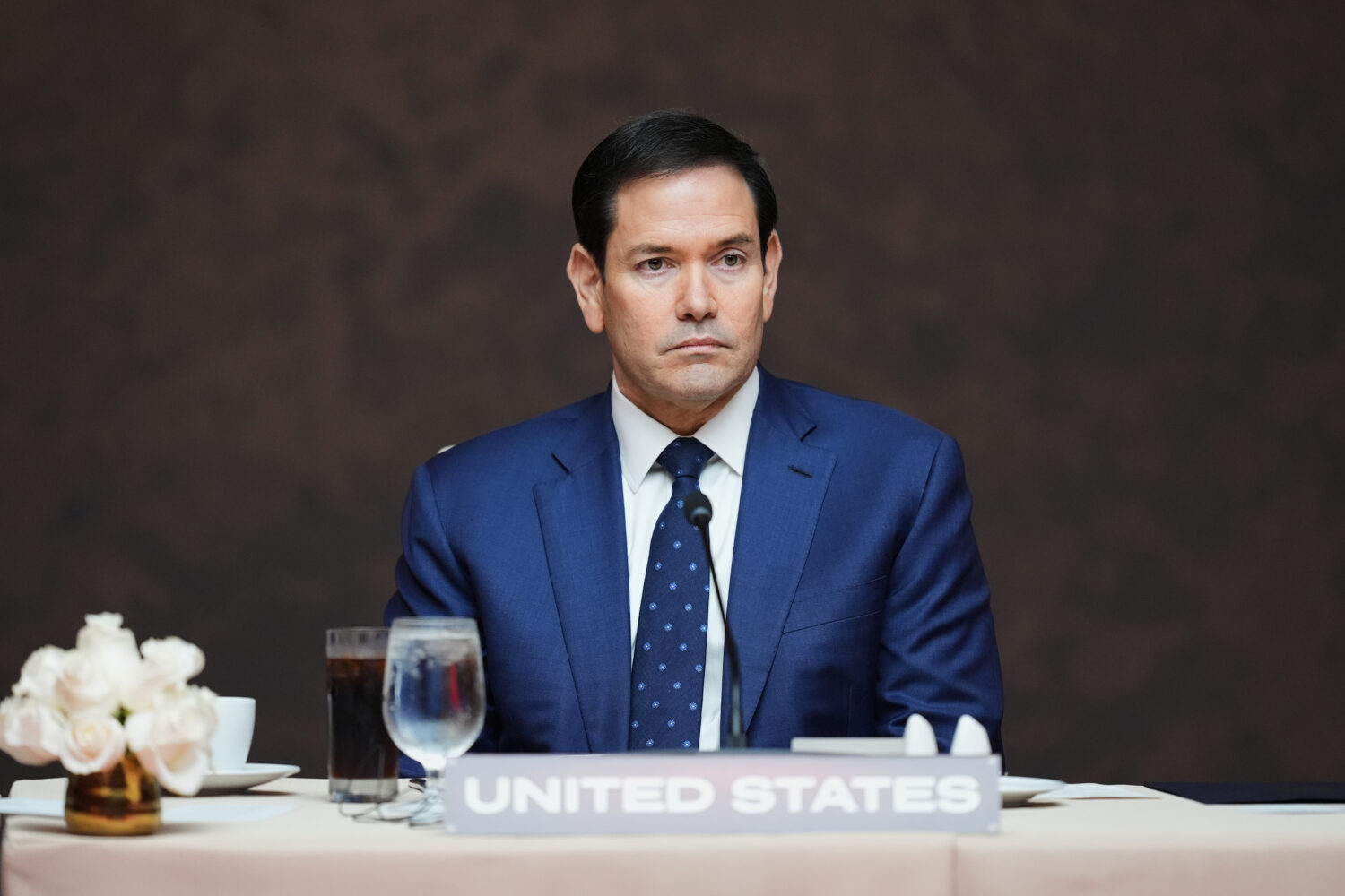 Secretary of State Marco Rubio attends a working lunch at the Shield of the Americas Summit, Saturd...