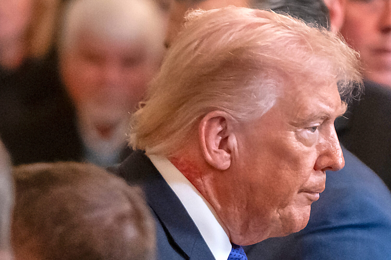 President Donald Trump leaves following a Medal of Honor ceremony at the White House, Monday, March...