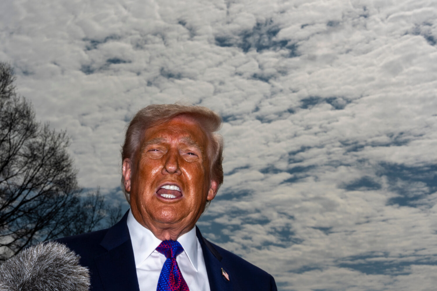 President Donald Trump speaks with reporters before departing on Marine One from the South Lawn of ...
