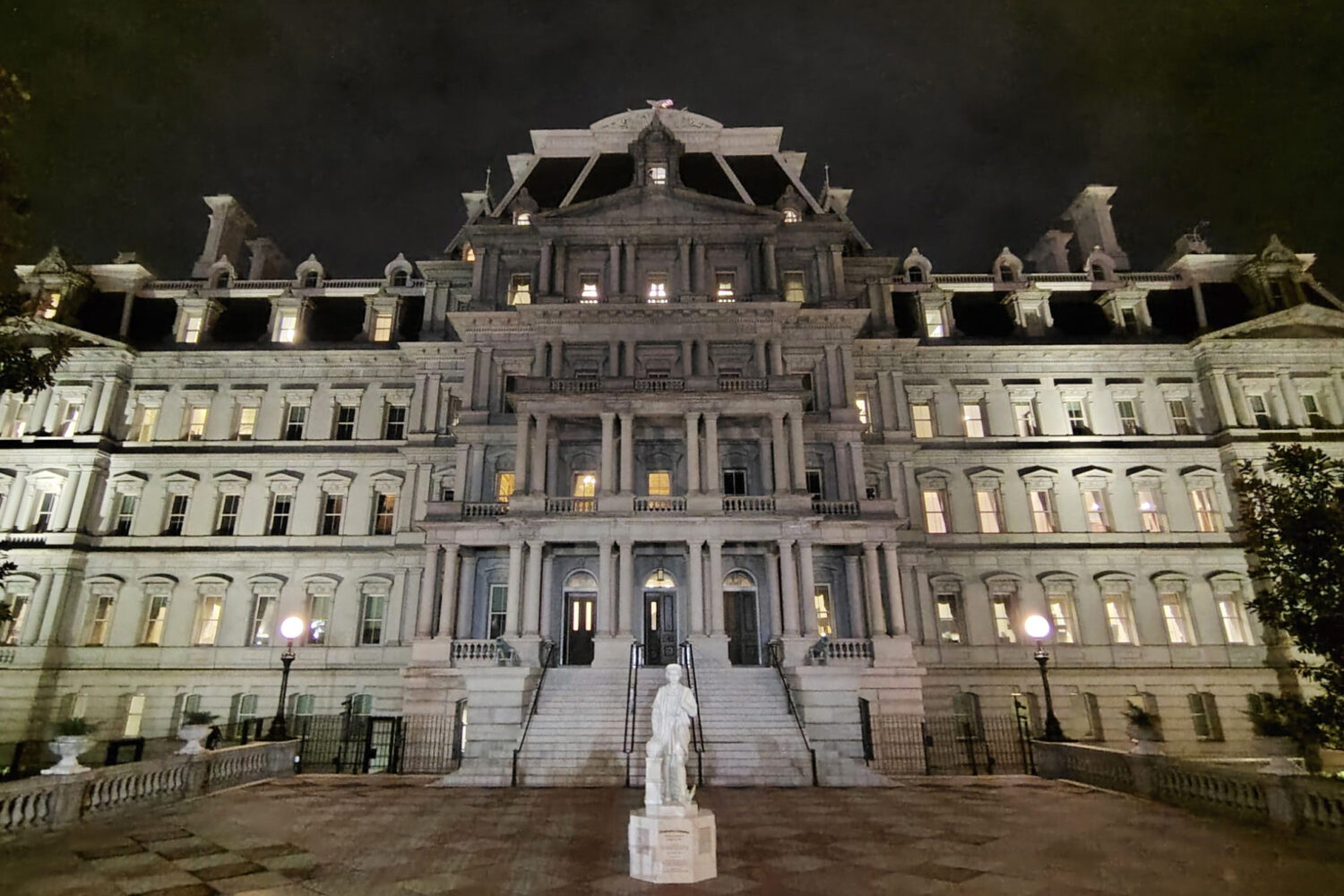 This photo provided by Will Hemsley shows a statue of Christopher Columbus standing in front of the...