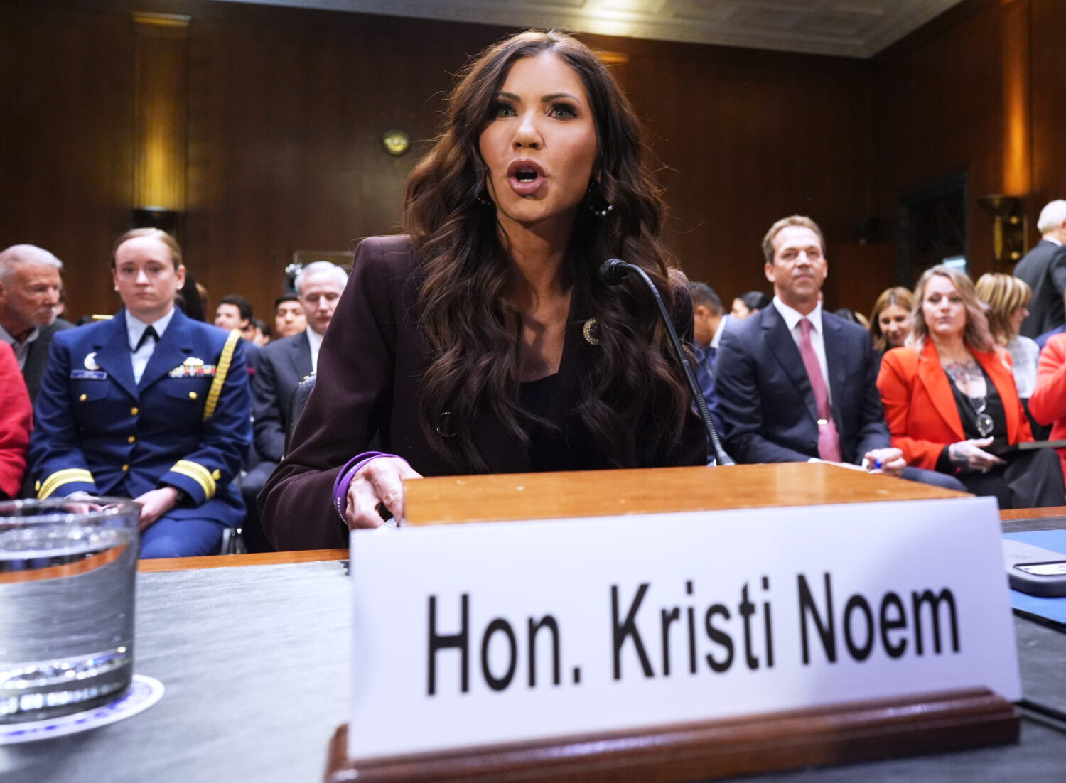 FILE - Homeland Security Secretary Kristi Noem appears for an oversight hearing before the Senate J...