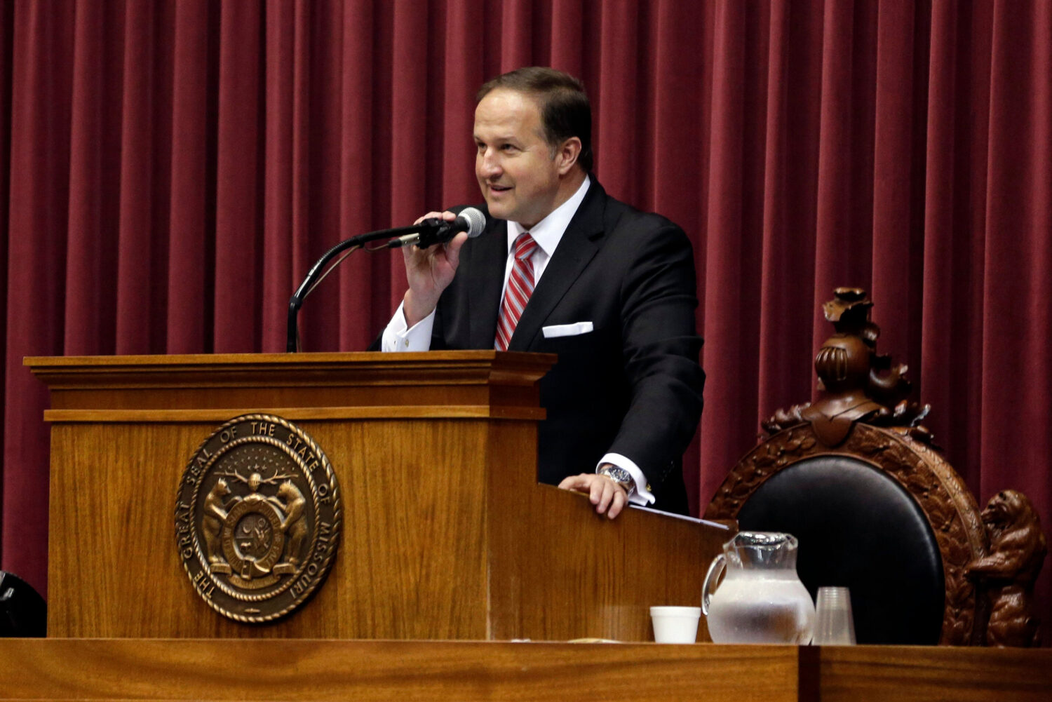 FILE - Missouri House Speaker John Diehl addresses the body for the final time, Friday, May 15, 201...