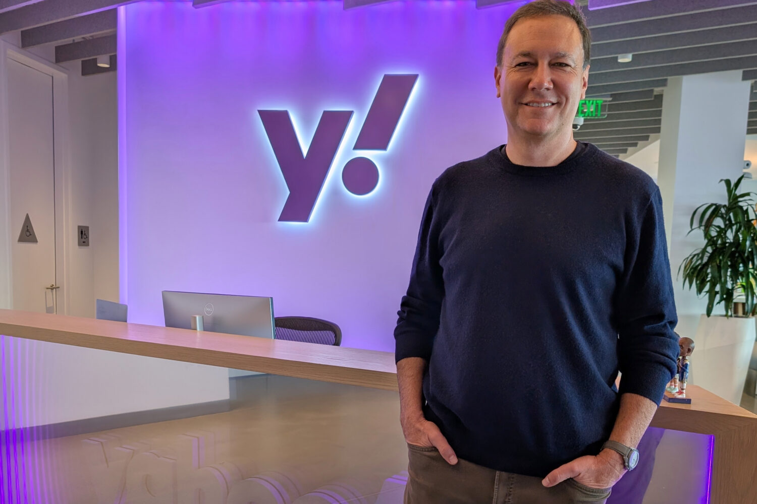 Yahoo CEO Jim Lanzone poses for a photo on Feb. 24, 2026 in Yahoo’s San Francisco office. (AP Pho...