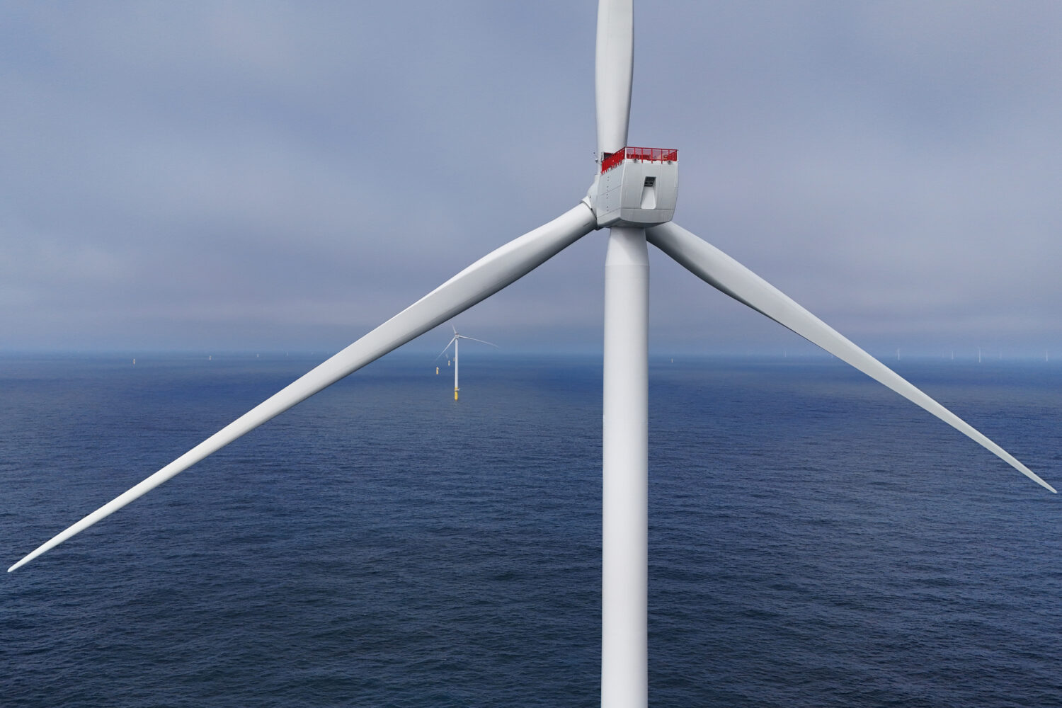 Turbines are visible at Sunrise Wind offshore wind farm that is under construction off the coast of...