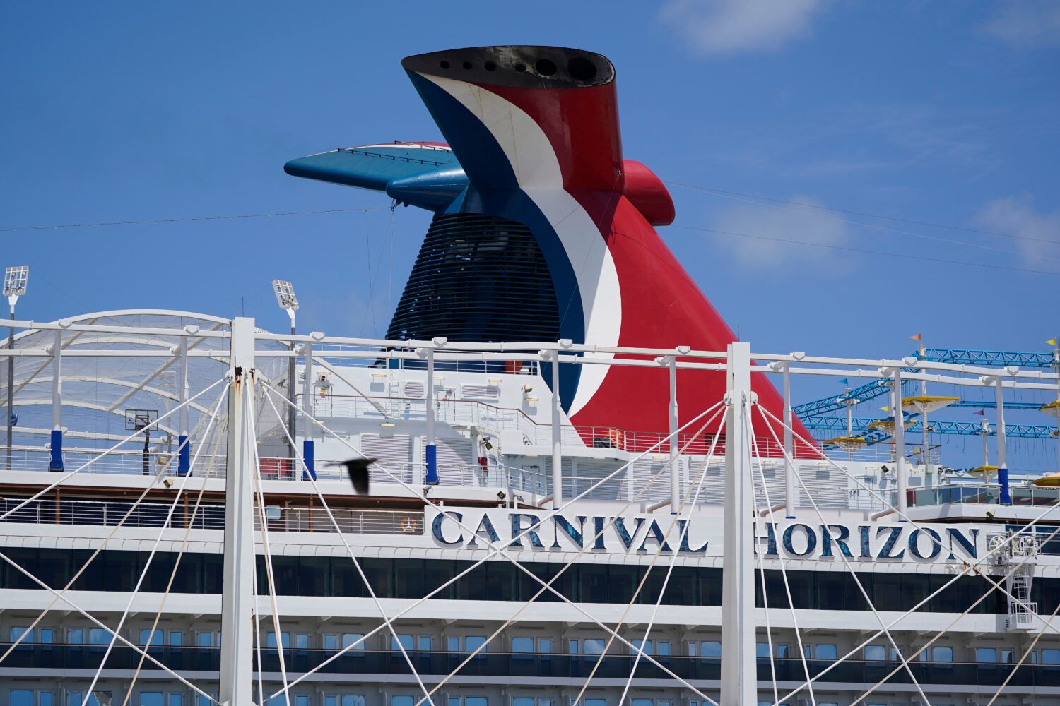 FILE - Carnival Cruise Line's Carnival Horizon cruise ship is shown docked at PortMiami, April 9, 2...