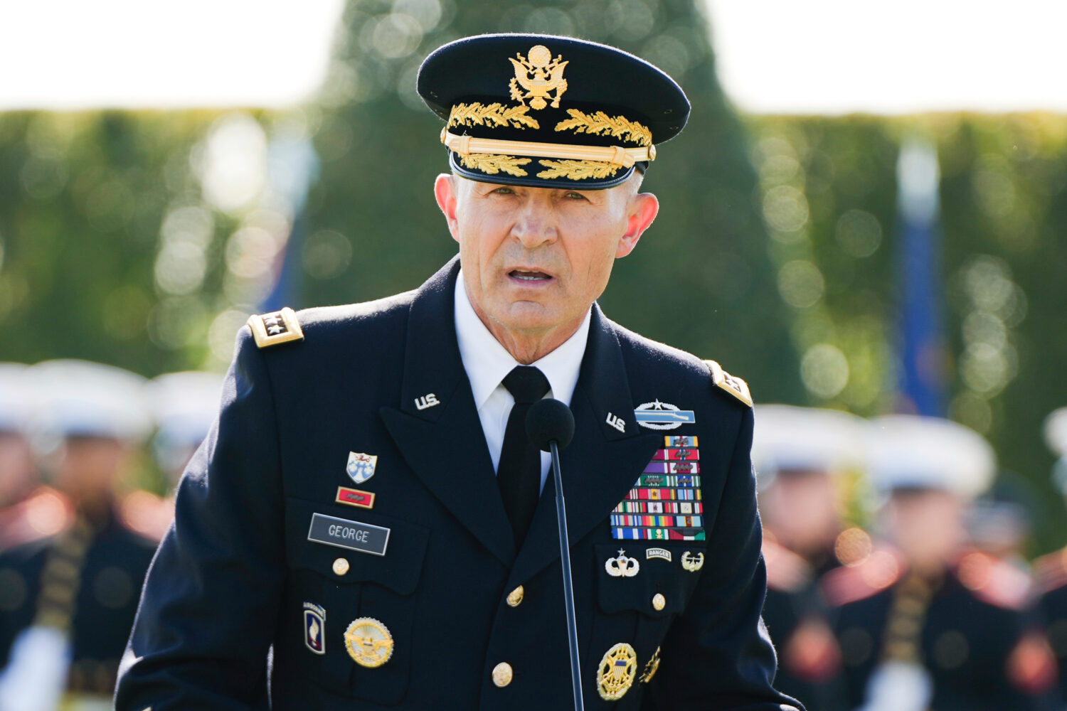 FILE - Army Chief of Staff Gen. Randy George speaks during the POW/MIA National Recognition Day Cer...