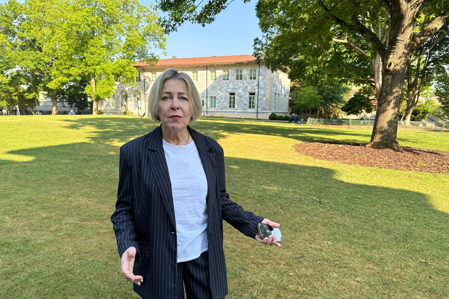 Noelle McAfee, an Emory University professor, talks about her lawsuit against the school over her 2...