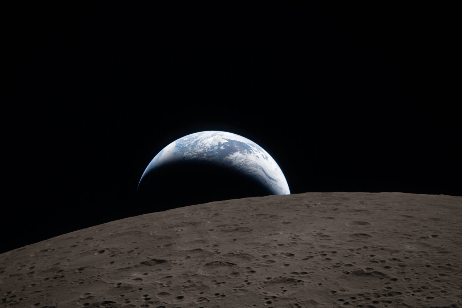 In this image provided by NASA, The Artemis II crew captured this view of an Earthset on Monday, Ap...