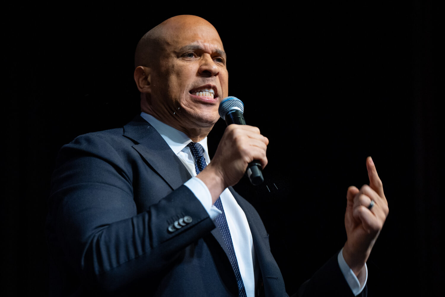 Sen. Cory Booker, D-N.J., speaks at the National Action Network (NAN) Convention in New York, Satur...
