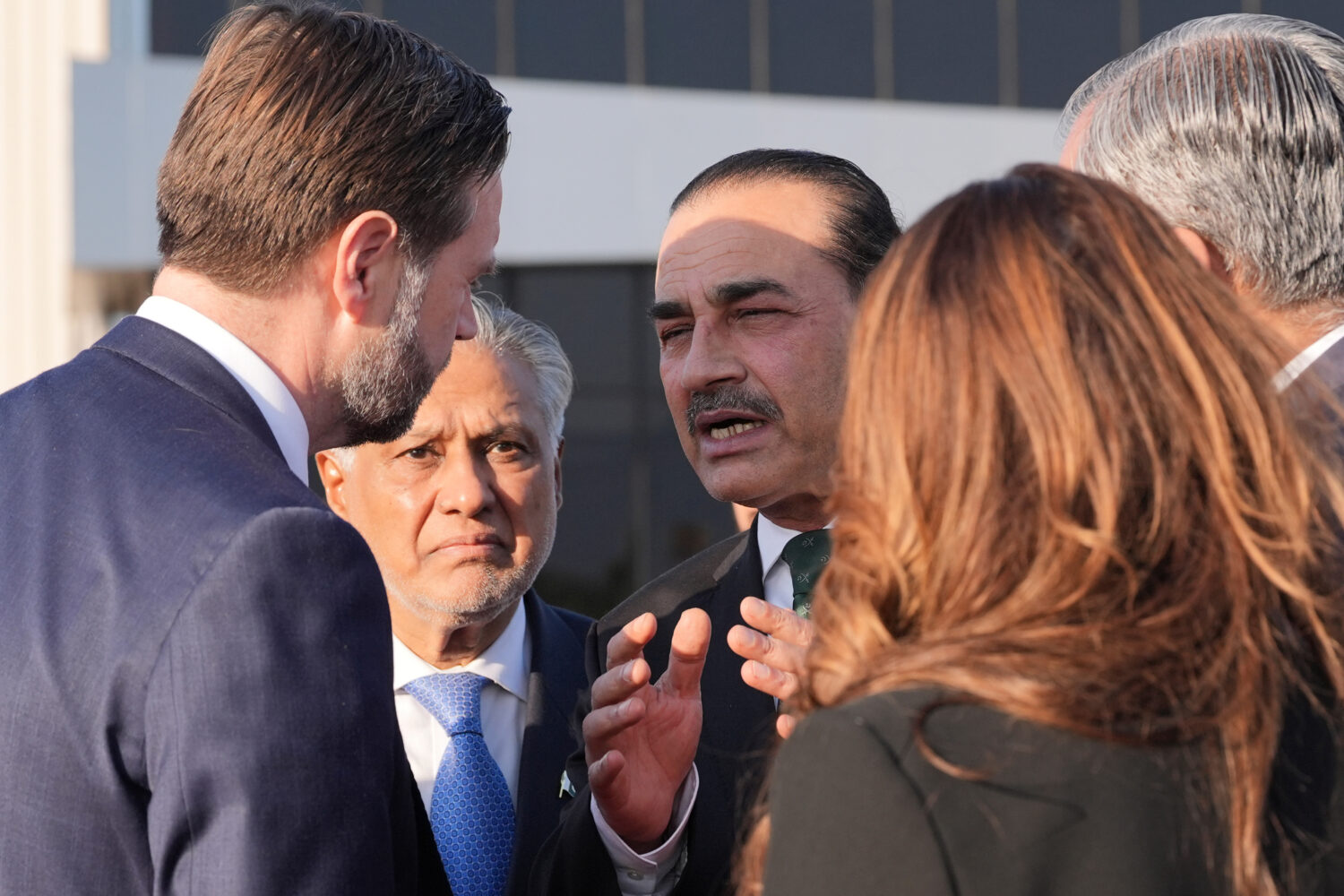 Vice President JD Vance, left, talks to Pakistan's Chief of Defence Forces and Chief of Army Staff ...