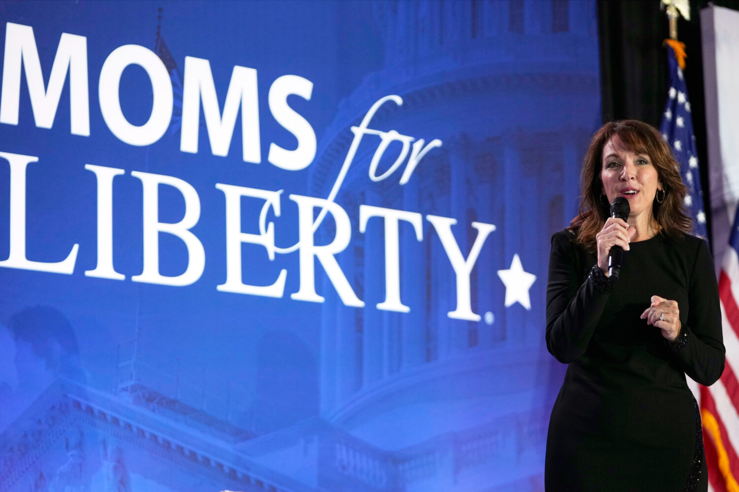 FILE - Moms for Liberty co-founder Tina Descovich speaks before Republican presidential nominee for...