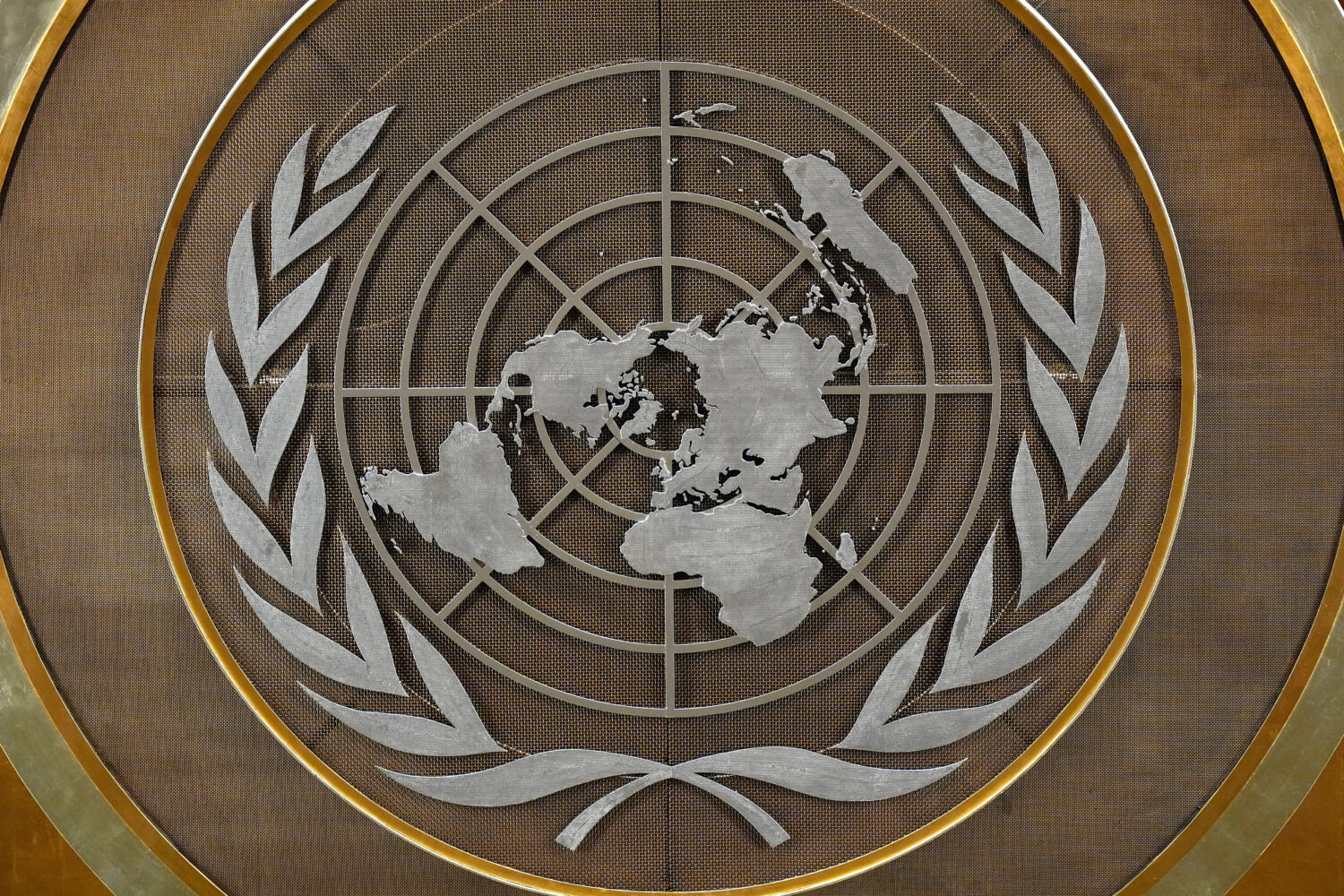 FILE - The United Nations logo is seen inside the 79th session of the United Nations General Assemb...
