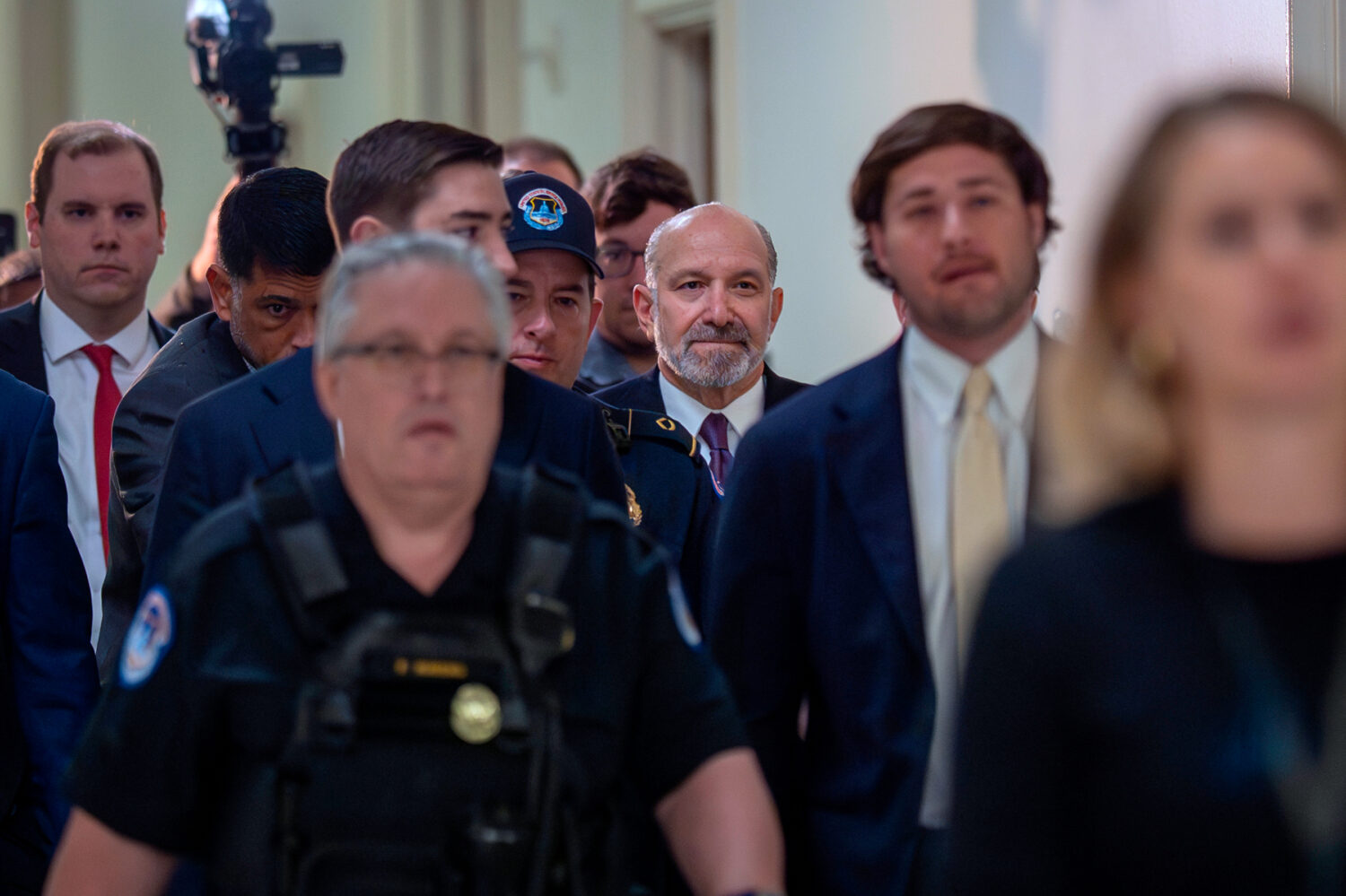 Commerce Secretary Howard Lutnick arrives for a deposition as part of the House Oversight Committee...