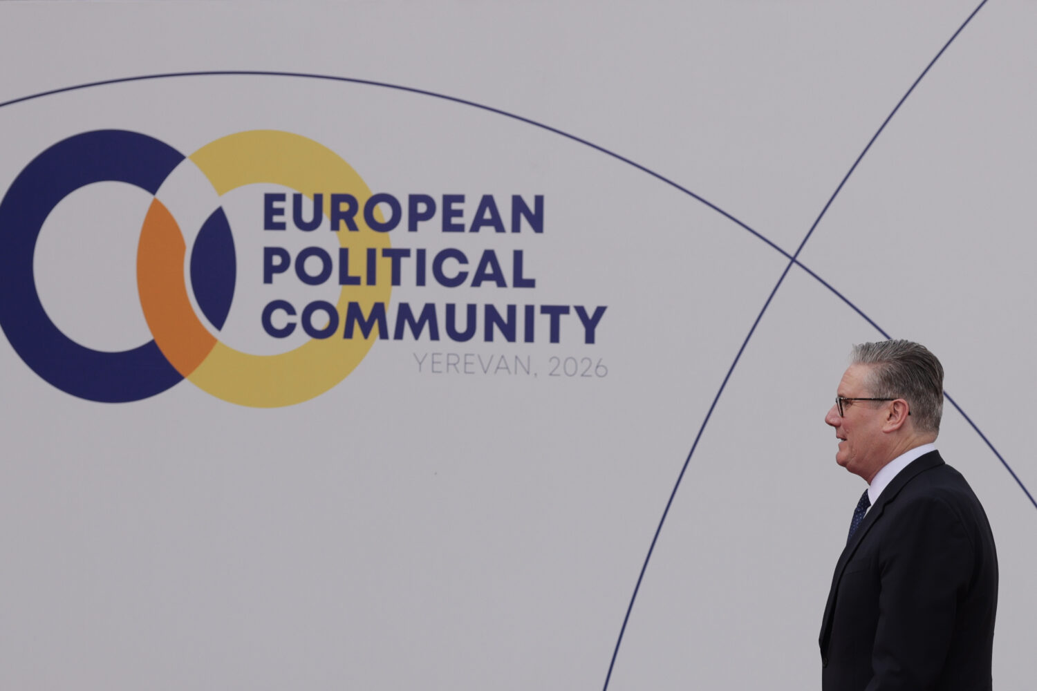 Britain's Prime Minister Keir Starmer arrives for a meeting of the European Political Community in ...