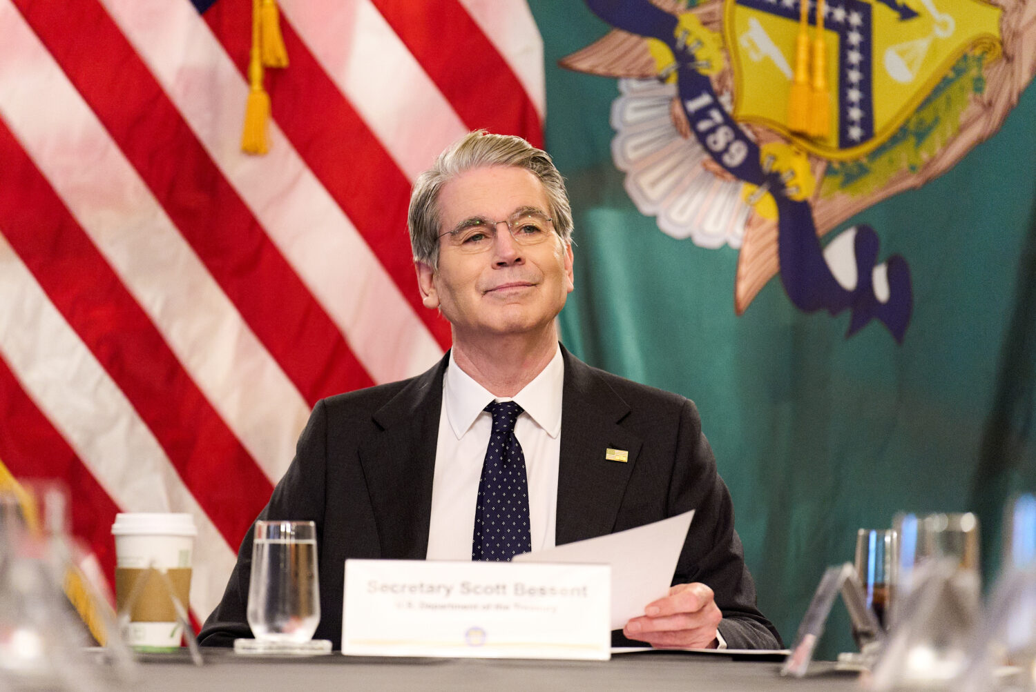 Treasury Secretary Scott Bessent attends a meeting with members of the Association of Mature Americ...