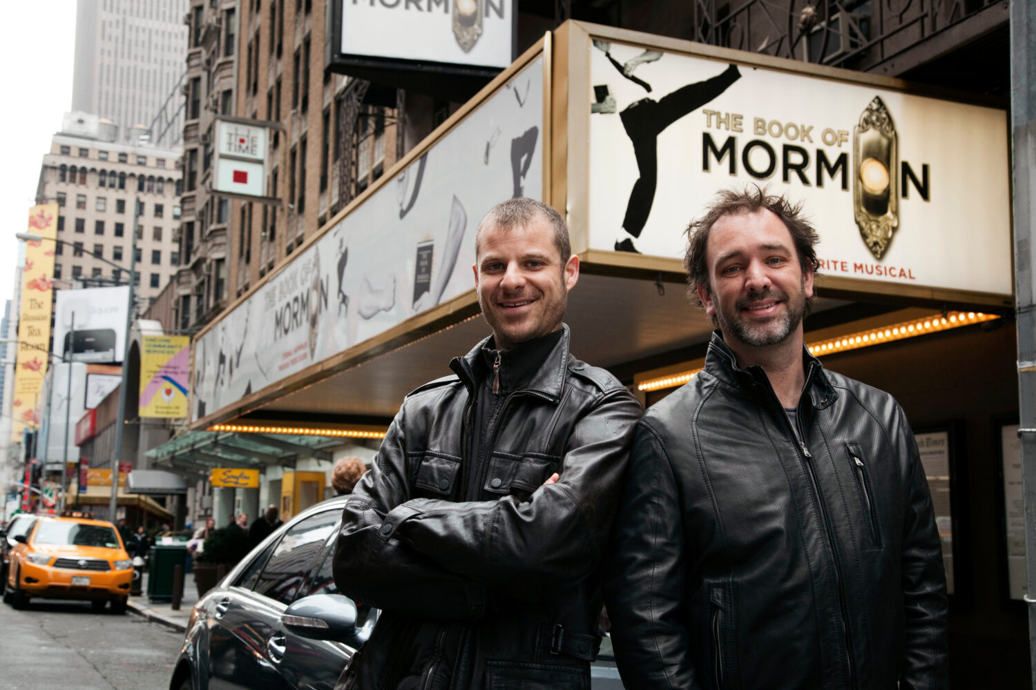 FILE - In this March 16, 2011 photo, Trey Parker, right, and Matt Stone, co-creators of the Broadwa...
