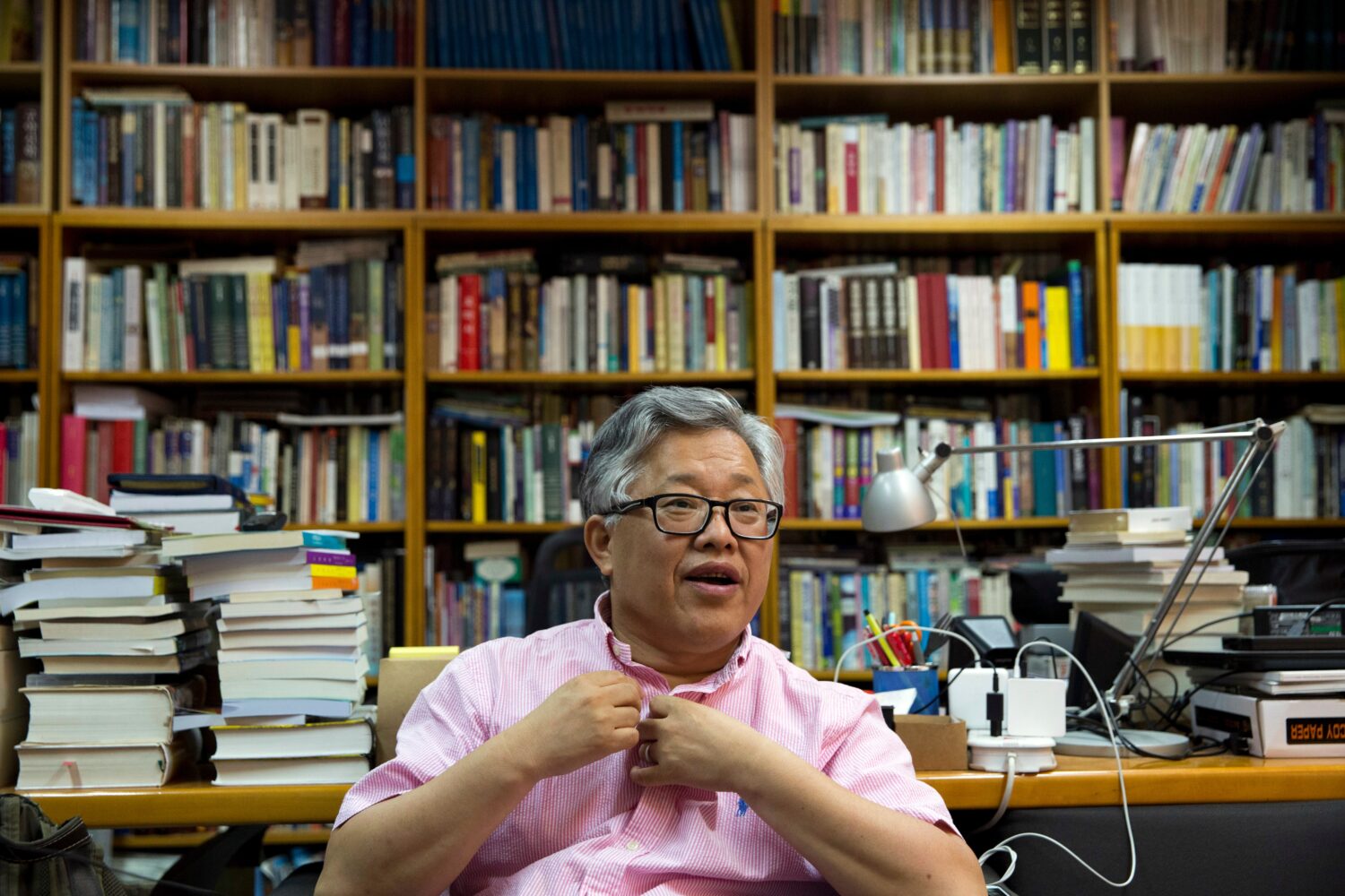 FILE - Pastor Ezra Jin Mingri speaks during an interview at the Zion Church in Beijing, China, Wedn...