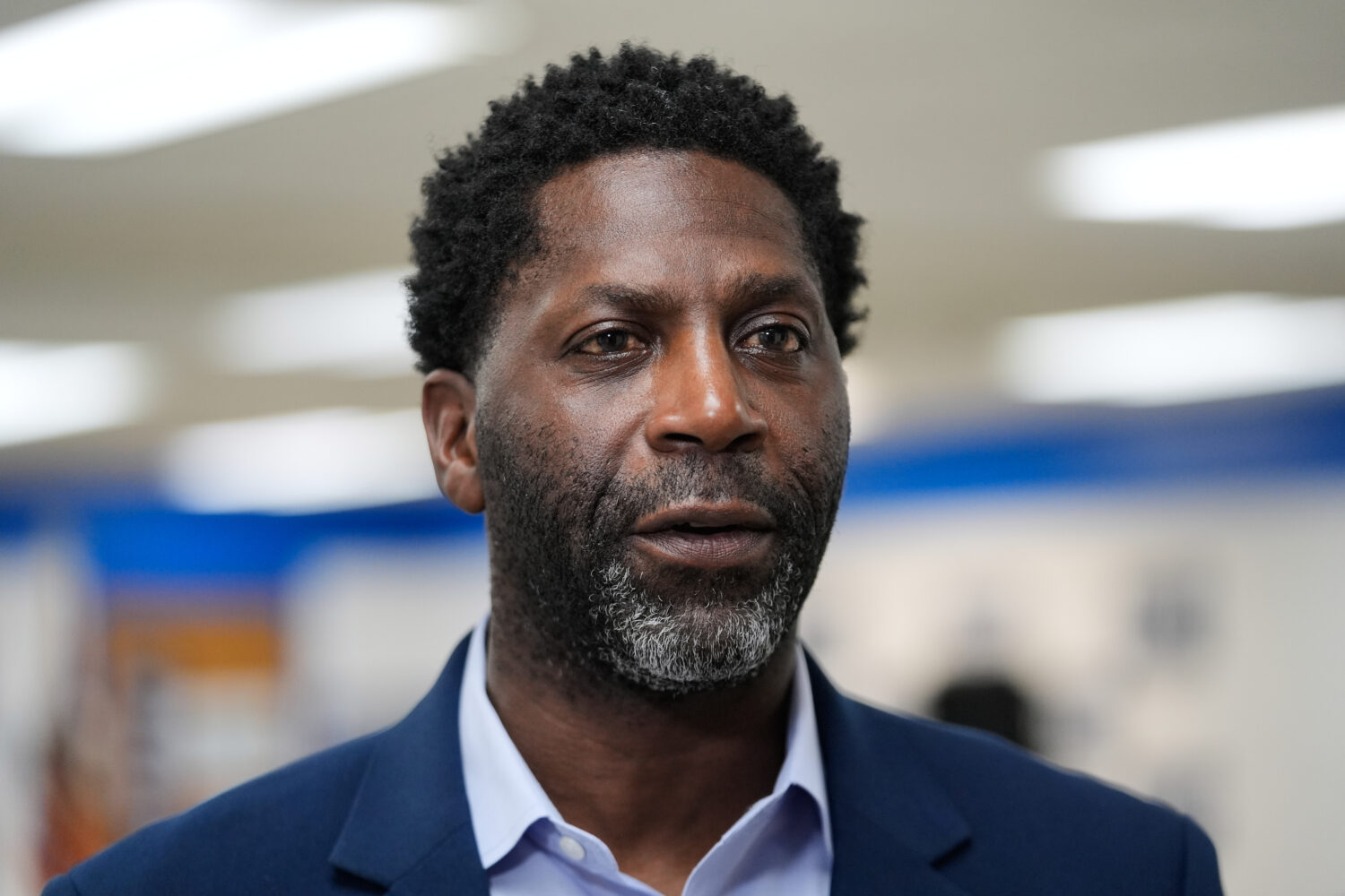 Chedrick Greene, Democratic candidate for the 35th Senate District, speaks at a rally Monday, April...