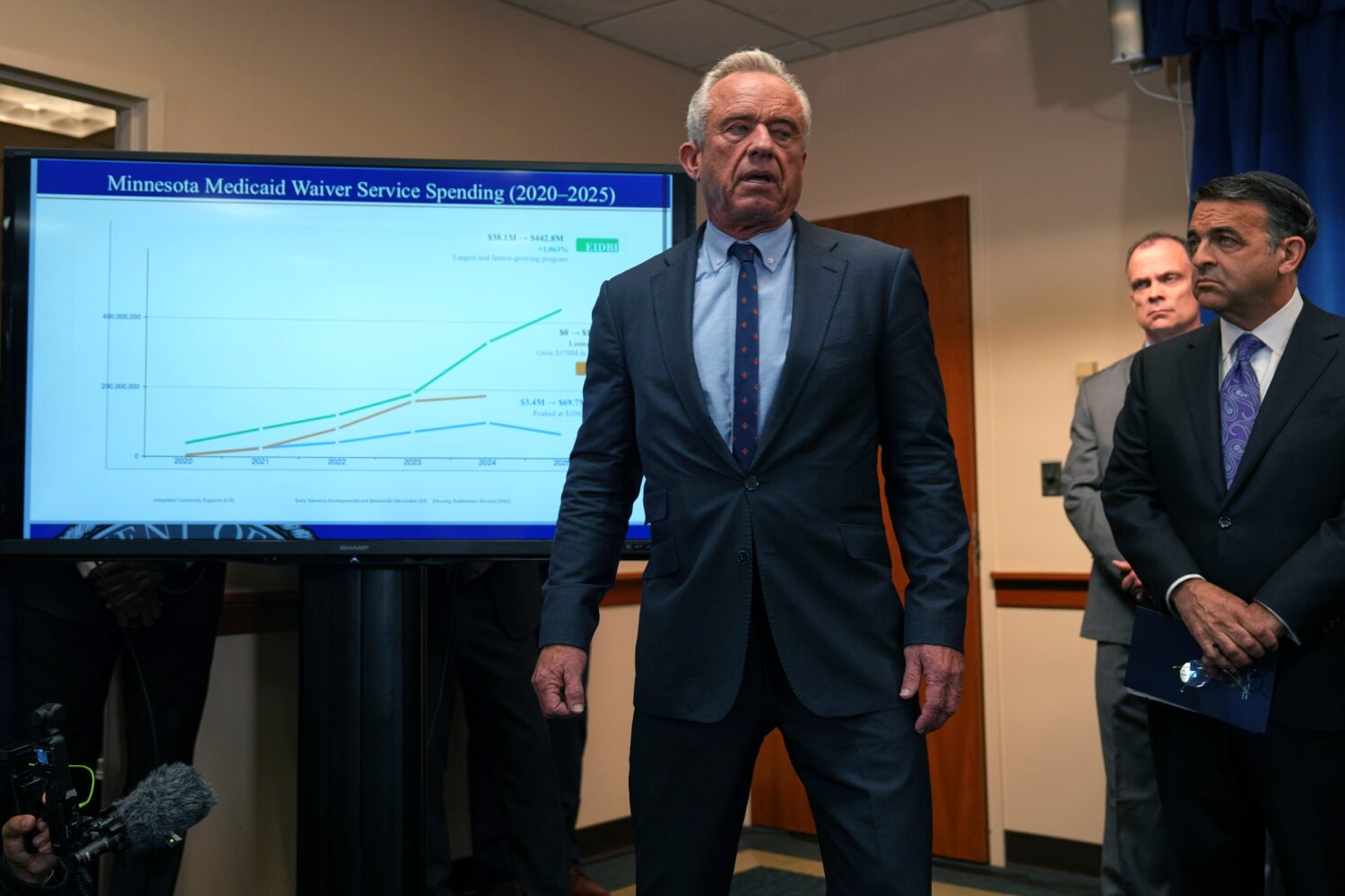 Health and Human Services Secretary Robert F. Kennedy Jr. speaks as US. Attorney Daniel Rosen liste...