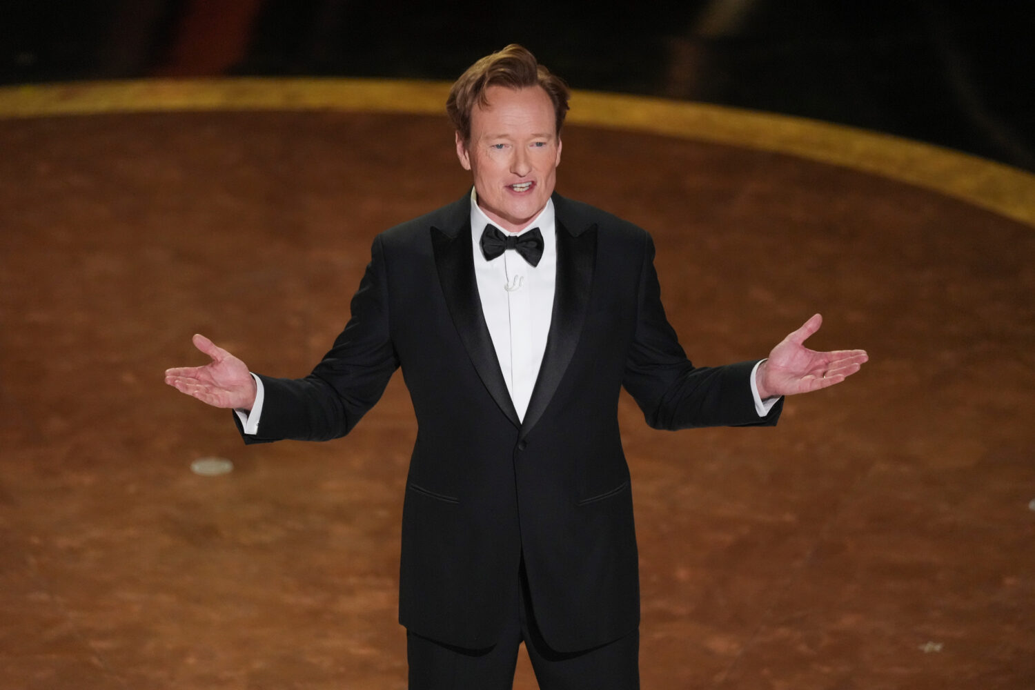 FILE - Host Conan O'Brien speaks during the Oscars in Los Angeles on March 2, 2025. (AP Photo/Chris...