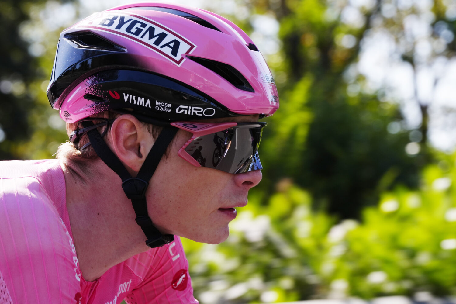 Overall leader Denmark's Jonas Vingegaard pedals during the last stage of the Giro d'Italia in Rome...