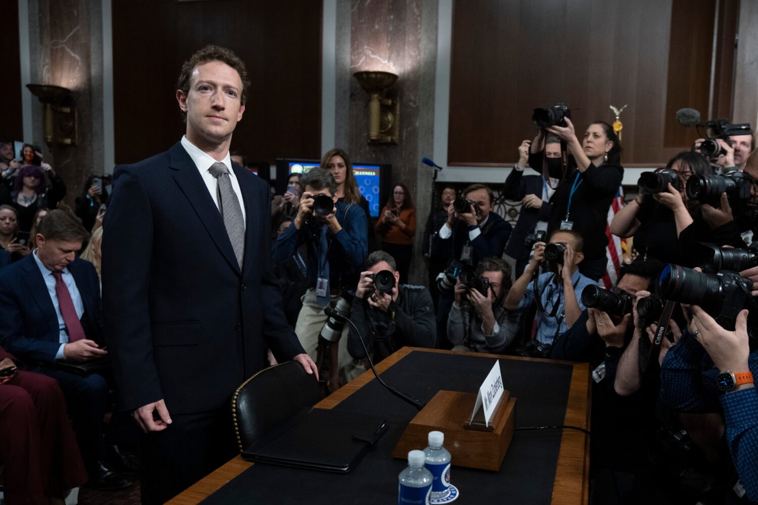 FILE - Meta CEO Mark Zuckerberg, arrives to testify before a Senate Judiciary Committee hearing on ...