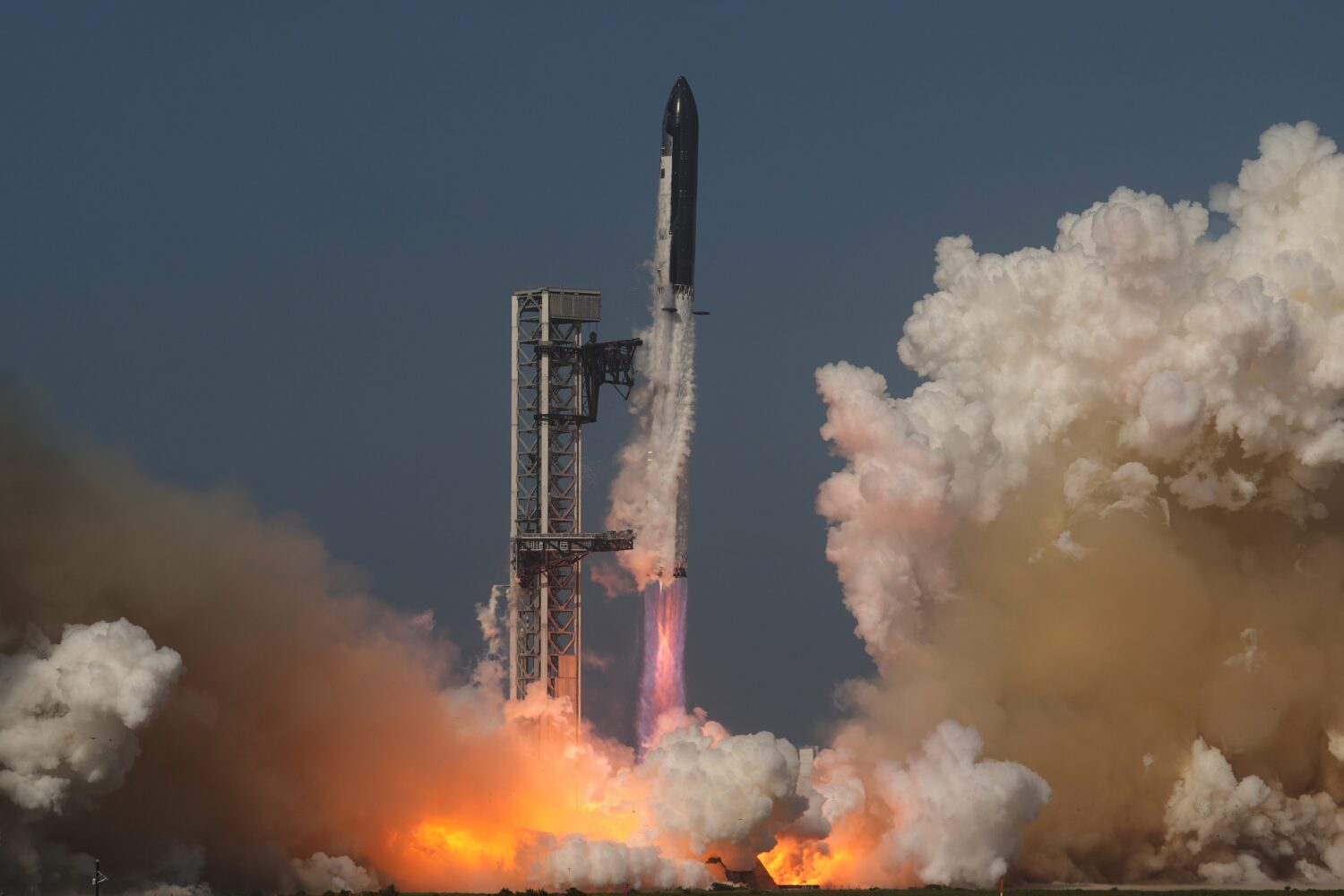 SpaceX's Starship rocket lifts off during a test flight from Starbase, Texas, Friday, May 22, 2026....
