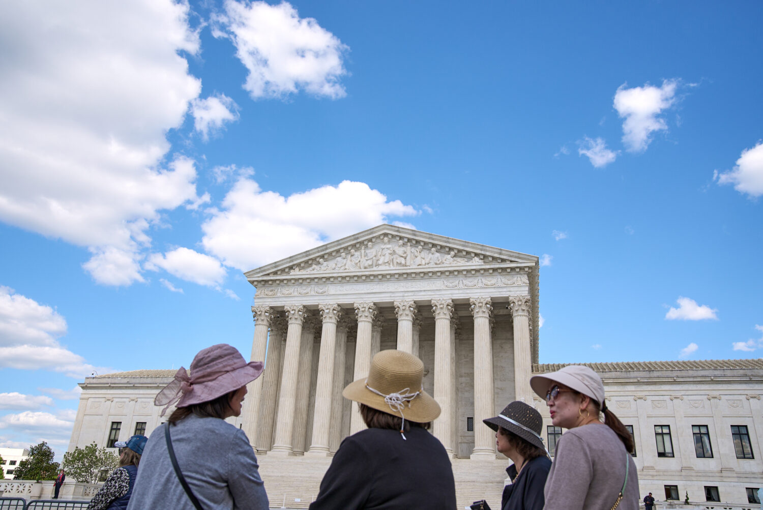 People visit the Supreme Court, Thursday, April 30, 2026, in Washington. (AP Photo/Jacquelyn Martin...