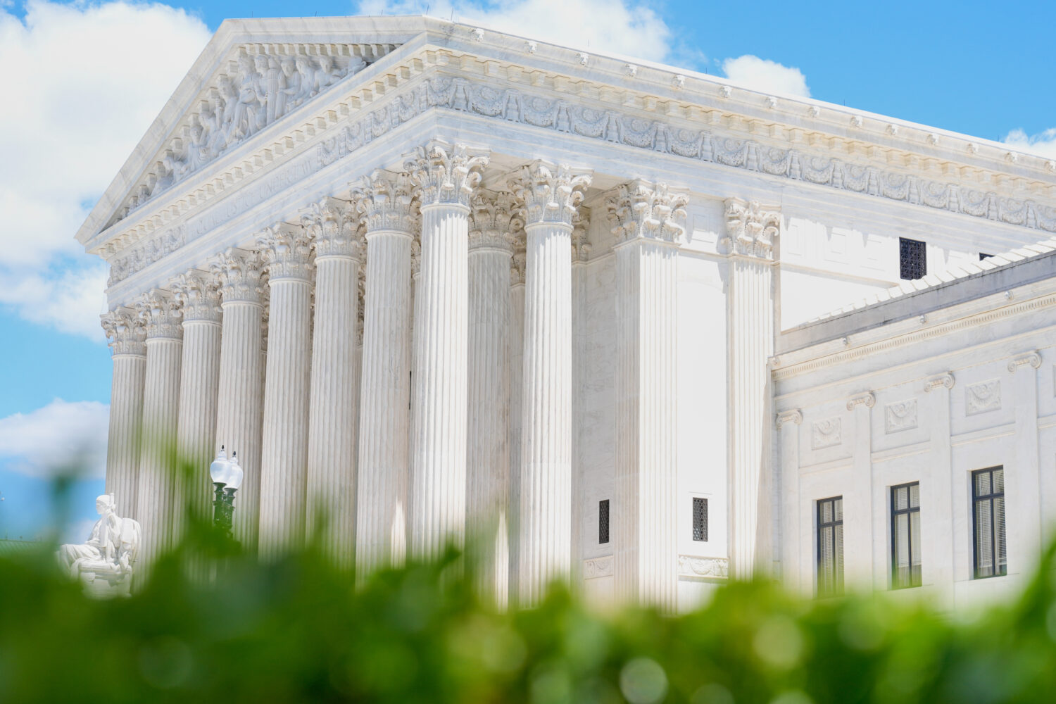 A statue titled the "Authority of Law" sits in front of the Supreme Court on Friday, May 15, 2026, ...