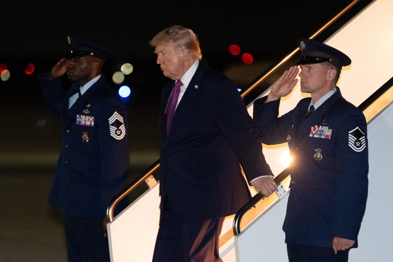 President Donald Trump arrives on Air Force One, Friday, April 17, 2026, at Joint Base Andrews, Md....