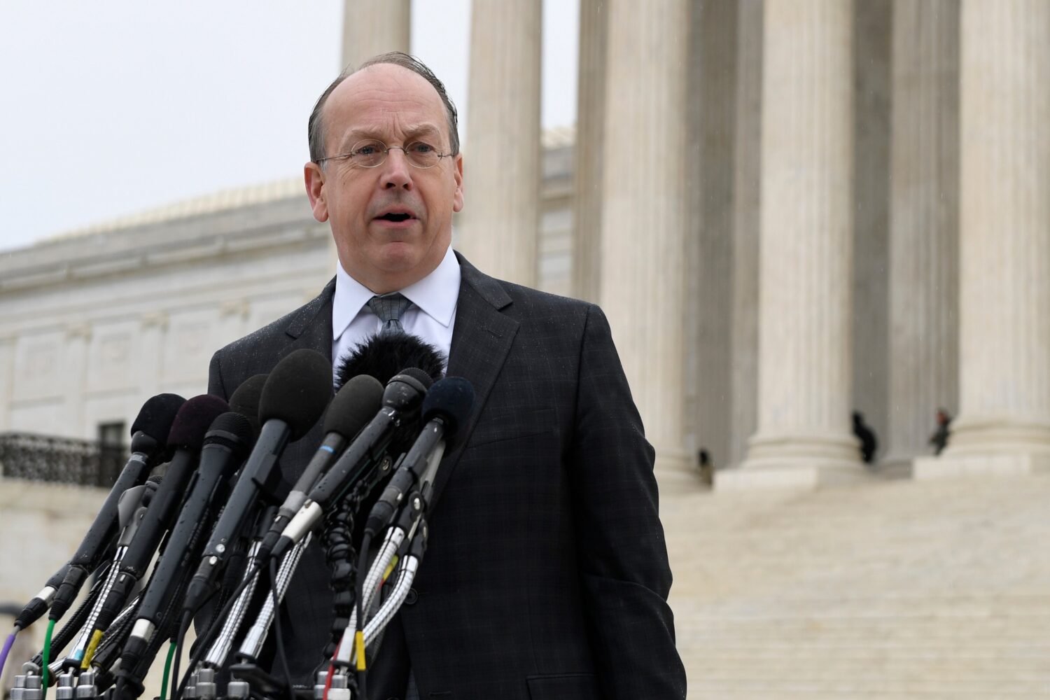 FILE - Attorney Paul Clement makes a statement outside of the Supreme Court in Washington, Dec. 2, ...